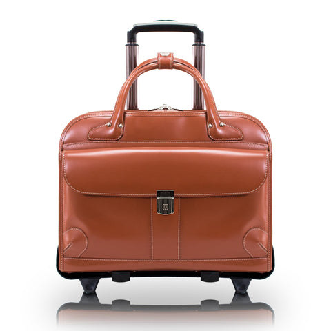 McKlein LAKEWOOD, 15" Leather Detachable -Wheeled Ladies' Laptop/Computer & Tablet Business Briefcase Bag/Women's Rolling Overnight Travel Bag, Removable trolley case