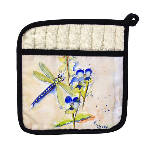 Betsy Drake PT387 Blue Dragonfly Pot Holder