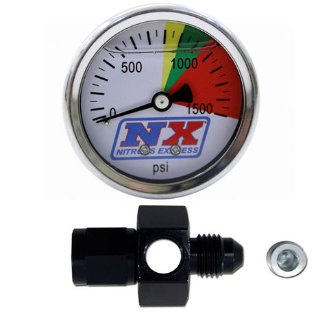 Nitrous Express 15509 D-4 0-1500 psi N2O Flo-Thru Pressure Gauge 1.625 in.