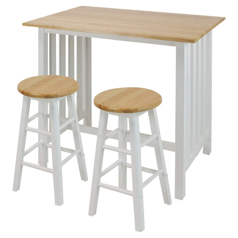 Casual Home 3-Piece Breakfast Set with Solid American Hardwood Top, White