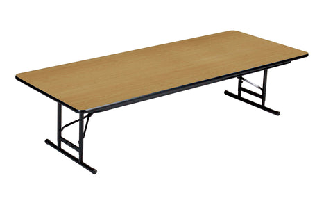 Correll 24"x60" Commercial Duty Adjustable Height Short Folding Table, Fusion Maple High Pressure Laminate Top, Made in The USA (CFA2460PXS-16)