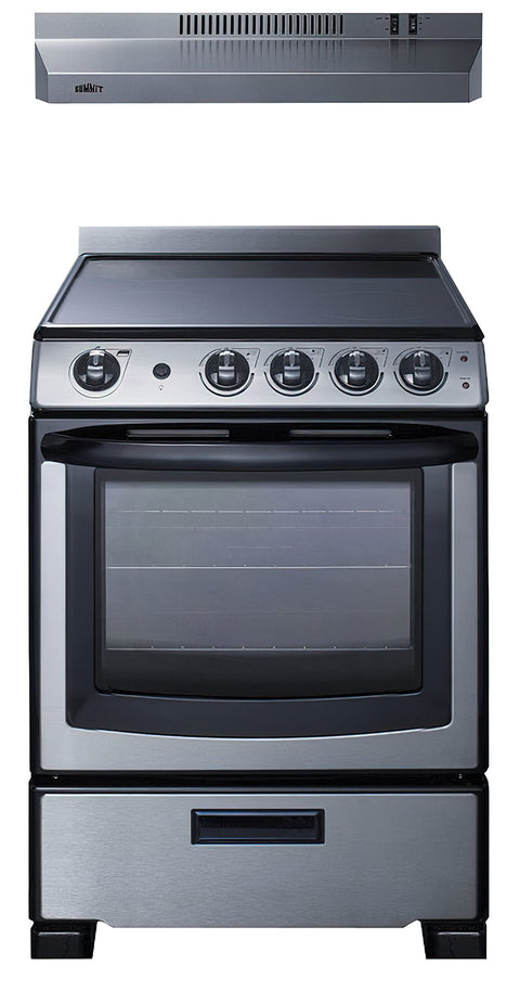 24 wide electric range (REX2451SSRT) and 24 wide convertible range hood (HR24RSS) shipped together