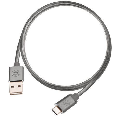 SilverStone Technology USB Type C Cable CPU04C-1000 / USB-C/Reversible/Reversible USB -A and USB-C / 1000MM / Charcoal Grey