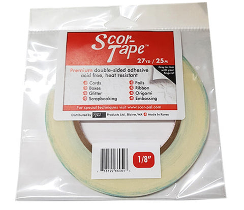 Scor-Tape 1/8" Double-Sided Adhesive Tape, 27 Yards, Acid-Free, Ultra-Thin, Perfect for Card Making, Scrapbooking & Paper Crafts, Single Roll