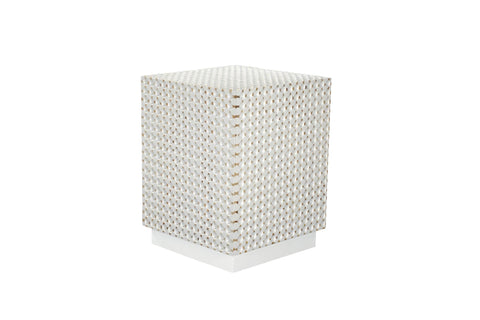 Dimple 24inch High x 18inch Square Accent Table - Whitewash