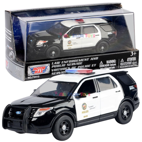 Motormax 2015 Ford Police Interceptor Utility Black and White LAPD (Los Angeles Police Department) 1/43 Diecast Model Car