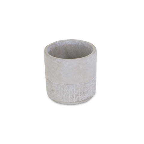 Cheung's Round Cement Pot with Arrow Design Ceramic Planter, Gray
