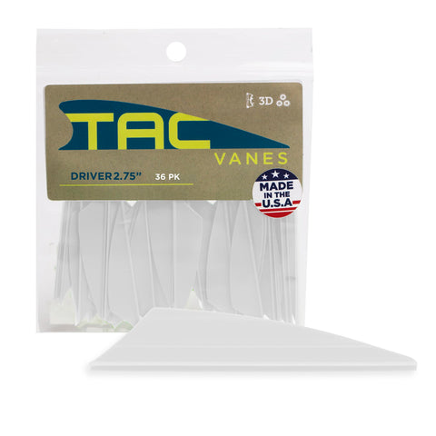 TAC Vanes 2.75" Driver Arrow Vanes | Archery Fletching for Compound & Crossbow | Durable, Lightweight, High Accuracy, White 36 Pack