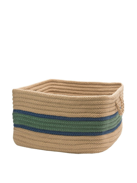 Garden Banded Square Basket - Myrtle Green/Jasmine 24inch x24inch x14inch
