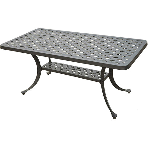 FastFurnishings Solid Cast Aluminum 21 x 42 inch Outdoor Patio Dining Cocktail Table - Charcoal