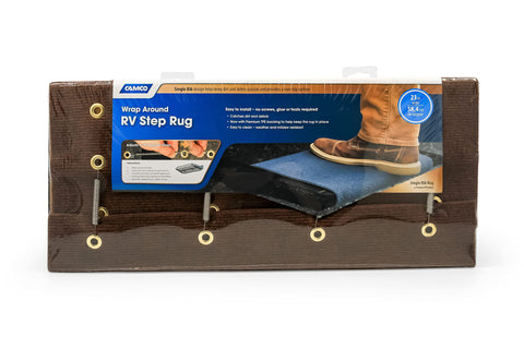 Camco Premium Single Rib Wrap Around Camper/RV Step Rug - Compatible w/Manual or Electric RV Steps - Features Adjustable Design & Fits 23-Inch Wide Steps - Brown (42911)