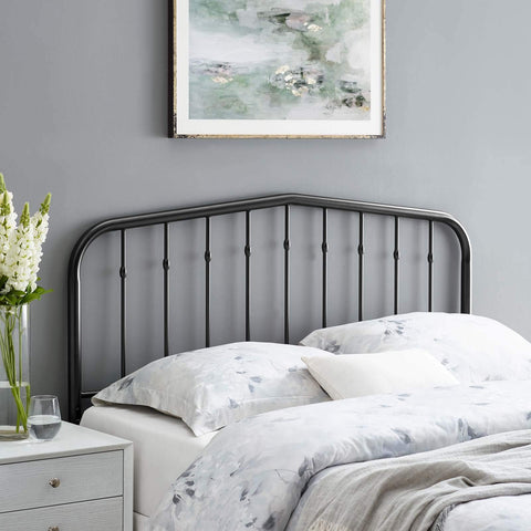 Modway Lennon Modern Farmhouse Metal Full Headboard in Black