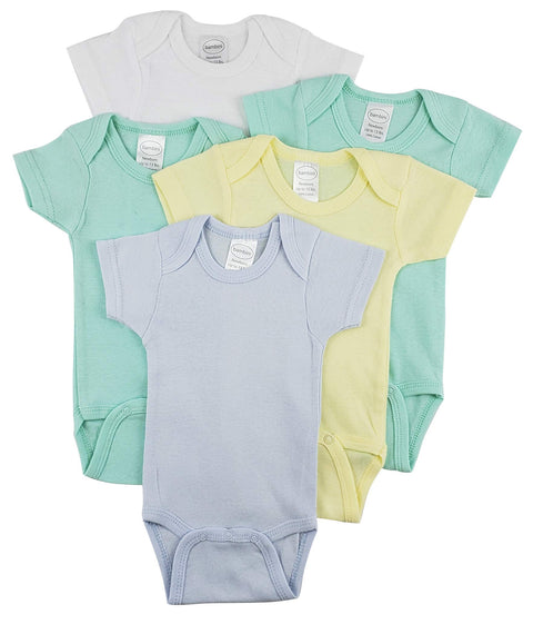 bambini Short Sleeve One Piece 5 Pack - Newborn White
