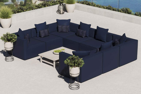 Modway EEI-4388-NAV Saybrook Patio Upholstered Sectional Sofa in Navy, 8-Piece Set