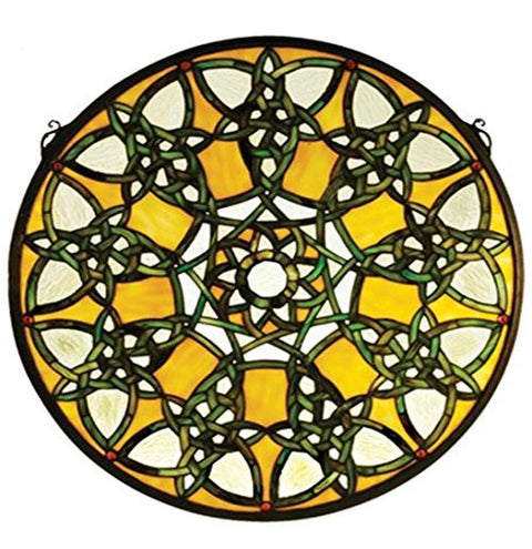 Meyda Tiffany 51531 Knotwork Trance Medallion Stained Glass Window, 20" W x 20" H