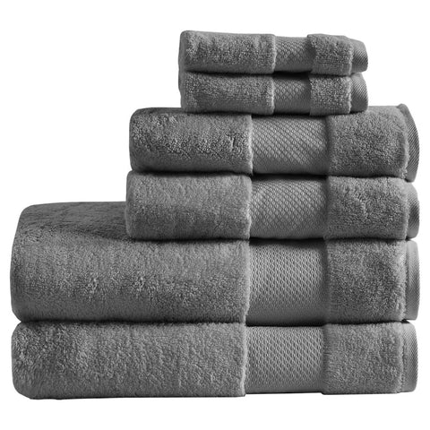 Oakestry 6PC Turkish Pure Cotton 623GSM Premium Quality Soft and Absorbent Towels for Bathroom Ultra Soft & Highly Absorbent, Assorted Sizes, Charcoal