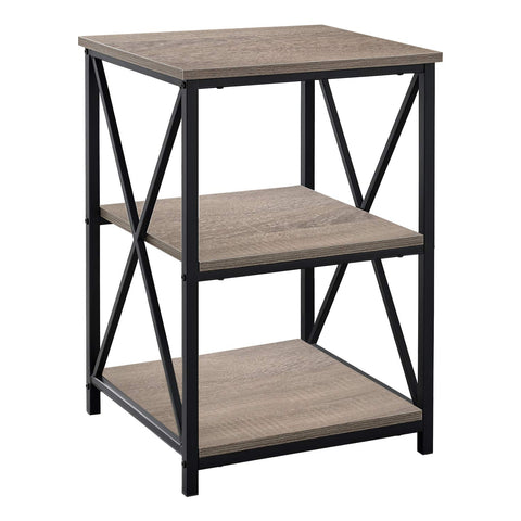 Monarch Specialties I 3597 Accent Table, Side, End, Nightstand, Lamp, Living Room, Bedroom, Metal, Laminate, Brown, Black, Contemporary, Modern