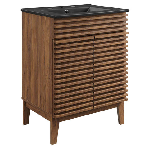 Modway Render 24" Bathroom Vanity with Sink in Walnut Black
