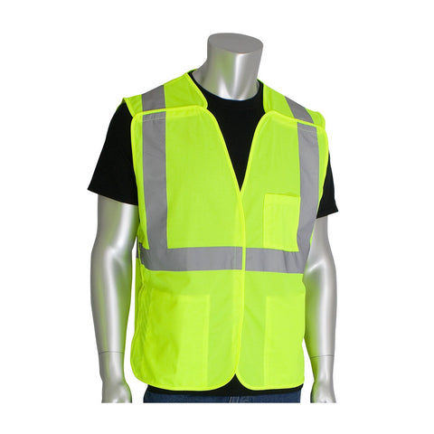 PIP 302-5PMVLY-5X ANSI Class 2 Three Pocket Mesh Breakaway Vest