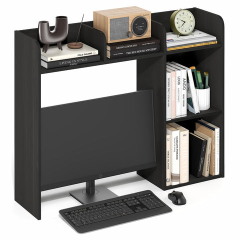 Furinno Classic Desk Shelf, 5-Shelf Desktop Hutch, Book Shelf, 3-Tier Desk Organzier, for Office Supplies, Office Desk Accessories, for Home Office, College, Dorm, Espresso