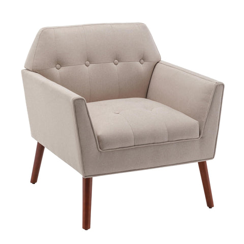 Convenience Concepts Take a Seat Andy Mid Century Modern Accent Armchair Contemporary Lounge Chair for Living Room, Bedroom, 30", Sandy Beige Fabric/Espresso