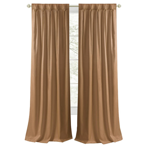 ACHIM Pleated Blackout Curtain Panel - 34" x 63", Cognac - Room Darkening Black Out Curtains for Bedroom & Living Room - Long Light Blocking Curtains, Grant Back Tab Buttons for Windows & Doors