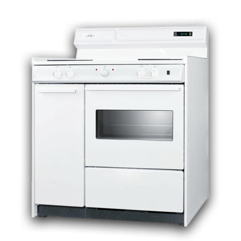 Deluxe 220V white electric range with clock/timer and oven with light in 36 width