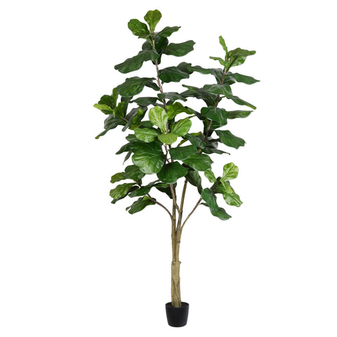 Vickerman Everyday Faux Fiddle Leaf Fig Tree 7ft Tall Green Silk Artificial Indoor Fiddle Plant with 89 Large Fiddle Leaves Single Stem Home Office Decor