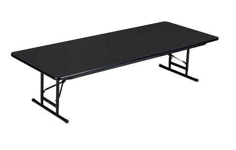 Correll 36"x72" Commercial Duty Adjustable Height Short Folding Table, Black Granite High Pressure Laminate Top, Made in The USA (CFA3672PXS-07)