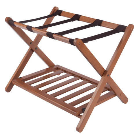 Winsome Reese Luggage Rack with Shelf, for Guest Room, No Assembly, Teak