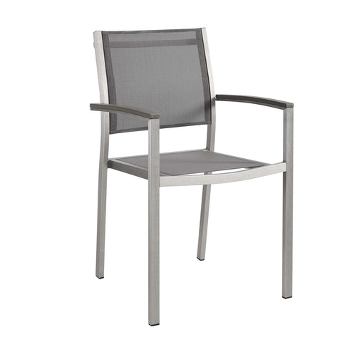 Shore Outdoor Patio Aluminum Dining Chair Silver Gray