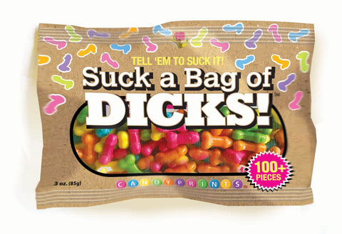 Suck A Bag of Dicks - Adult Pecker-Shaped Candy- Tell 'EM to Suck It! - 100 Pieces - 3 Ounces