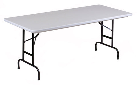 Correll RA3096 23 R Series Blow Molded Plastic Adjustable Height Commercial Duty Folding Table, Rectangular, 30" Width x 96" Length, Gray Granite