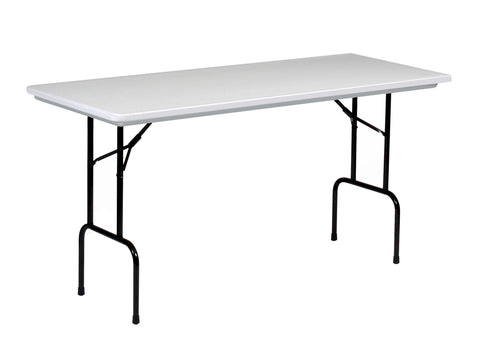 Correll RS3072 Blow Molded Plastic Standing Height Top Folding Table, Rectangular, 30" Width x 72" Height, Gray Granite