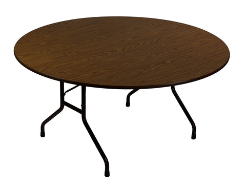Correll CF60MR 01 Melamine Fixed Height Top Folding Table, Round, 60" Diamater x 29" Height, Walnut