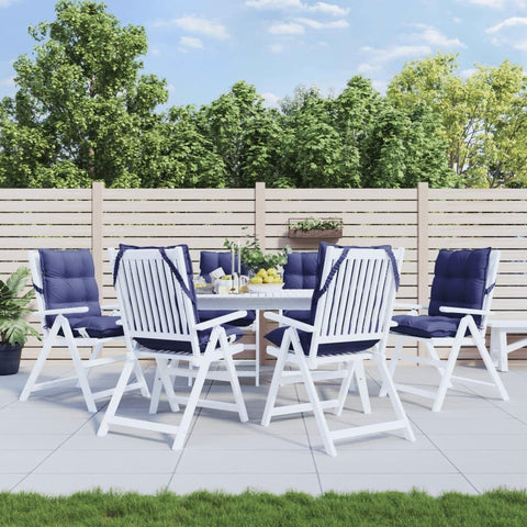 vidaXL 6 Pcs Lowback Chair Cushions Blue Oxford Fabric - 39.4"x19.7"x2.8" Cushions for Garden Patio Office Use - Non-Slip Design