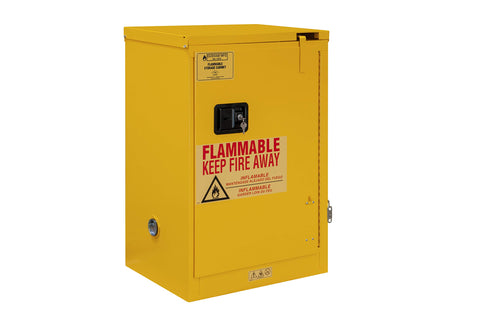 Durham FM Approved 1012S-50 Welded 16 Gauge Steel Fire Safety Self Closing Door Cabinet, 1 Shelves, 12 gallons Capacity, 18" Length x 23" Width x 36-3/8" Height, Yellow Powder Coat Finish
