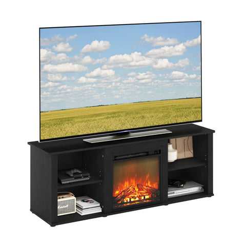 Furinno Classic 60 Inch TV Stand with Fireplace Americano