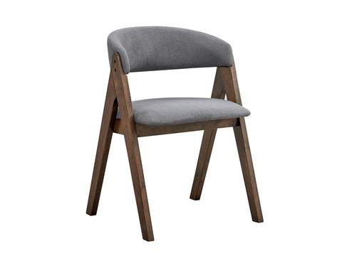Acme Keiki Wood and Fabric Side Chair in Walnut and Gray (Set of 2)