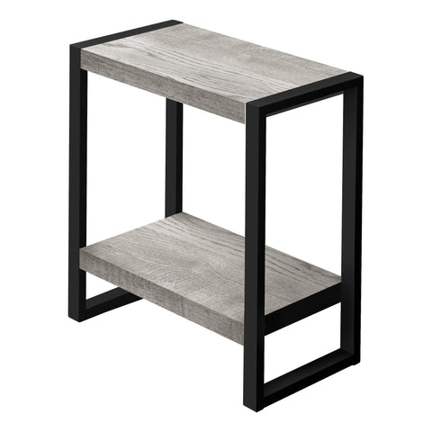 Monarch Specialties I 2857 Accent Table, Side, End, Nightstand, Lamp, Living Room, Bedroom, Metal, Laminate, Grey, Black, Contemporary, Modern