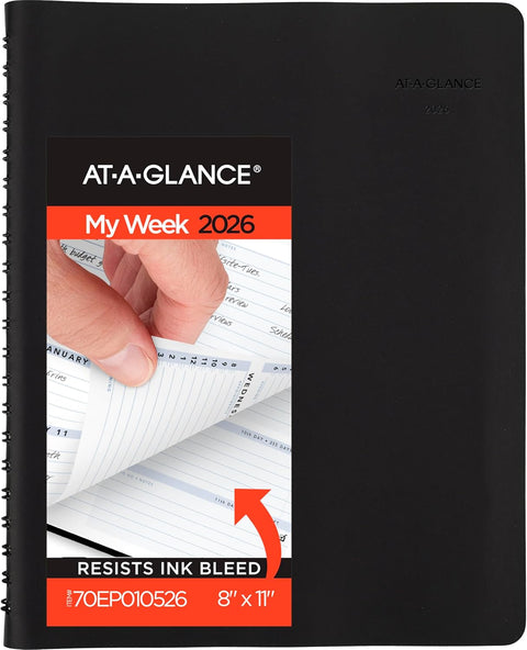 The Action Planner Weekly Appointment Book 11 x 8 Black Cover 12-Month (Jan to Dec): 2026