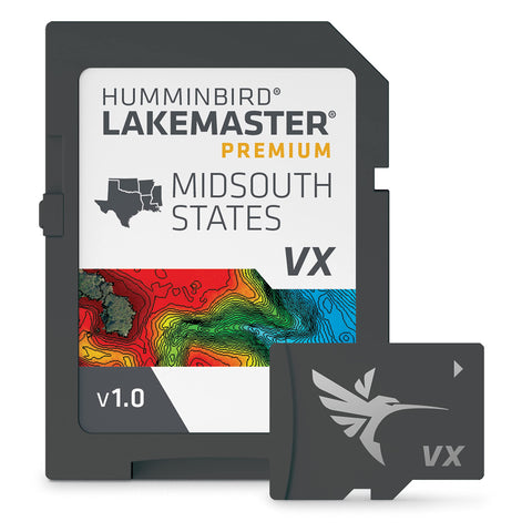 Humminbird LakeMaster Premium Midsouth States V1 Map SD Card for Fish Finders