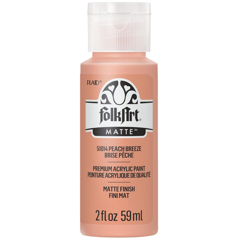 FolkArt Acrylic Craft Paint, Peach Breeze 2 fl oz Premium Matte Finish Paint, Perfect For Easy To Apply DIY Arts And Crafts, 51014