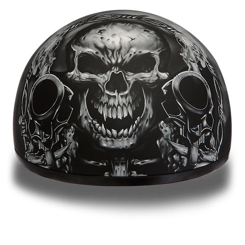 Daytona HELMETS Motorcycle Half Helmet Skull Cap- Guns 100% DOT Approved