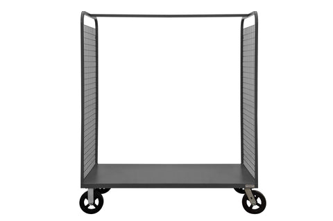 Wire Cart With 8 Inch x 2 Inch Mold-On-Rubber Casters (2) Rigid And (2) Swivel With 1 Shelf Gray