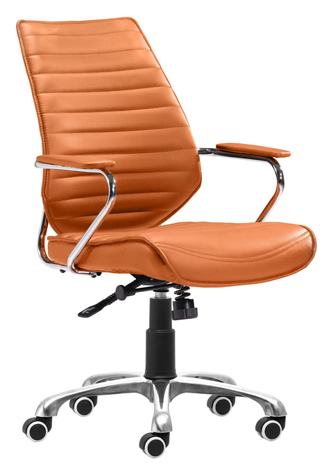 Enterprise Low Back Office Chair Terracota, Brown Office Chair, Modern Style, Faux Leather, Plush and durable faux leather fabric, Steel, Indoor Office, 25.2" W x 23.6" D x 37.4~40.6" H, Non-stackable