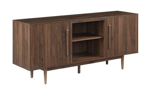 Crosley Furniture Liam Mid-Century TV Stand for 65" TVs, Entertainment Center Storage Shelves and Cabinets, Walnut