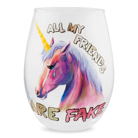 All My Friends Are Fake by Goody Two Sleeves Stemless Glass, 20-Ounce