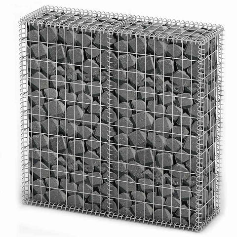 vidaXL Galvanized Steel Gabion Basket with Lids - 39.4"x39.4"x11.8" Mesh Grid, Garden Retaining Wall Wire Cage, Rust-Proof & Weather-Proof