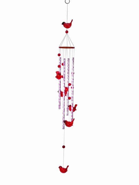 Spoontiques Cardinal Acrylic Wind Chime - Outdoor Garden Décor - Decorative Chimes for Yard, Garden, Backyard and Patio Decoration